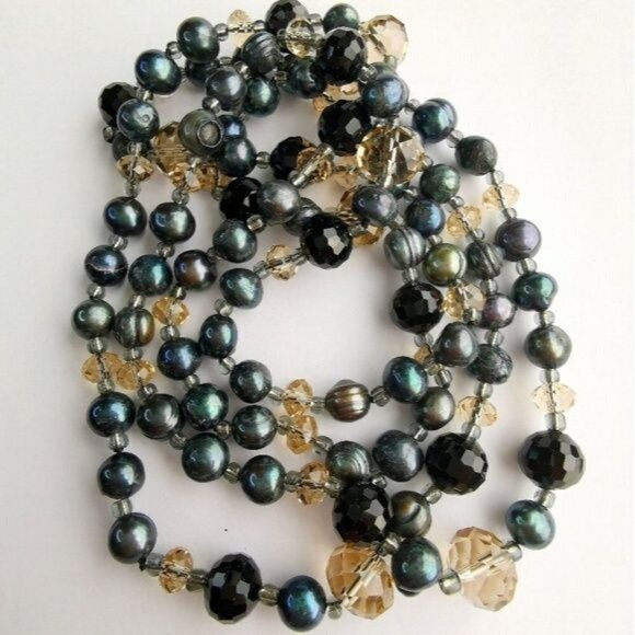 NEW Freshwater pearl and crystal rope necklace 46" - Picture 6 of 6